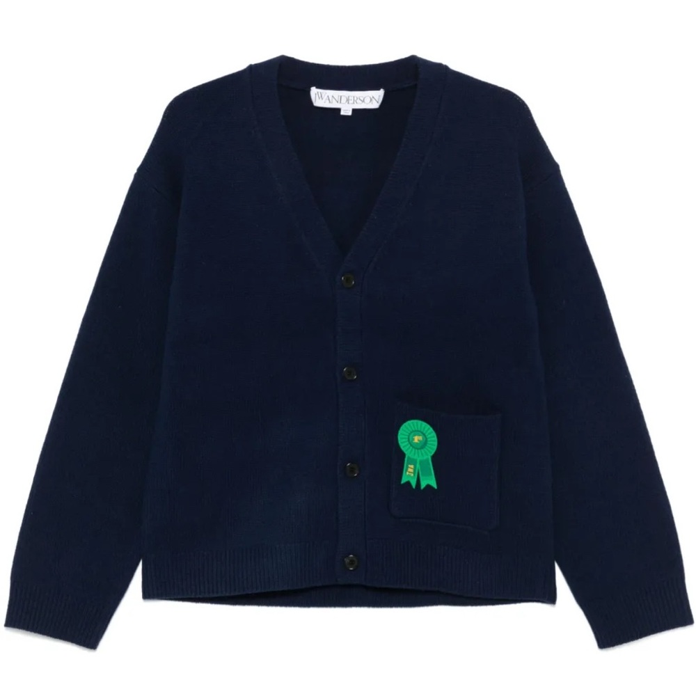 JW ANDERSON Deep Blue Wool Knit Cardigan